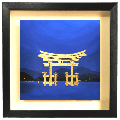 "Sacred Pass" Gold abstract painting - framed artwork