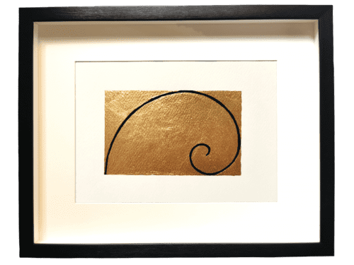 "The Gold Spiral" Gold abstract painting - framed artwork