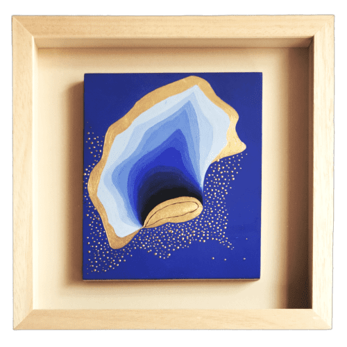 "The Seed of light" Gold abstract painting - framed artwork
