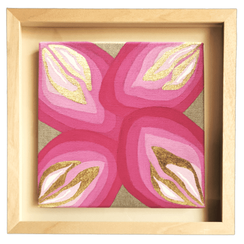 "Unfolding Secret" Gold abstract painting - framed artwork