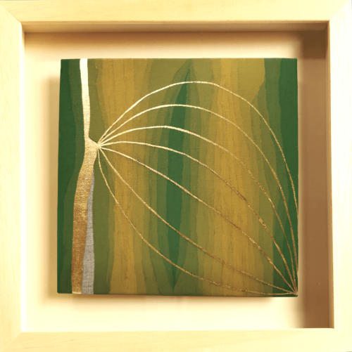 "August Lace" Gold abstract painting - framed artwork