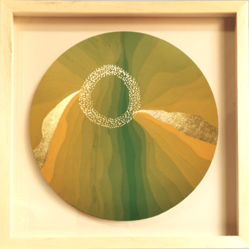 "Overwhelmed in summer" Gold abstract painting - framed artwork