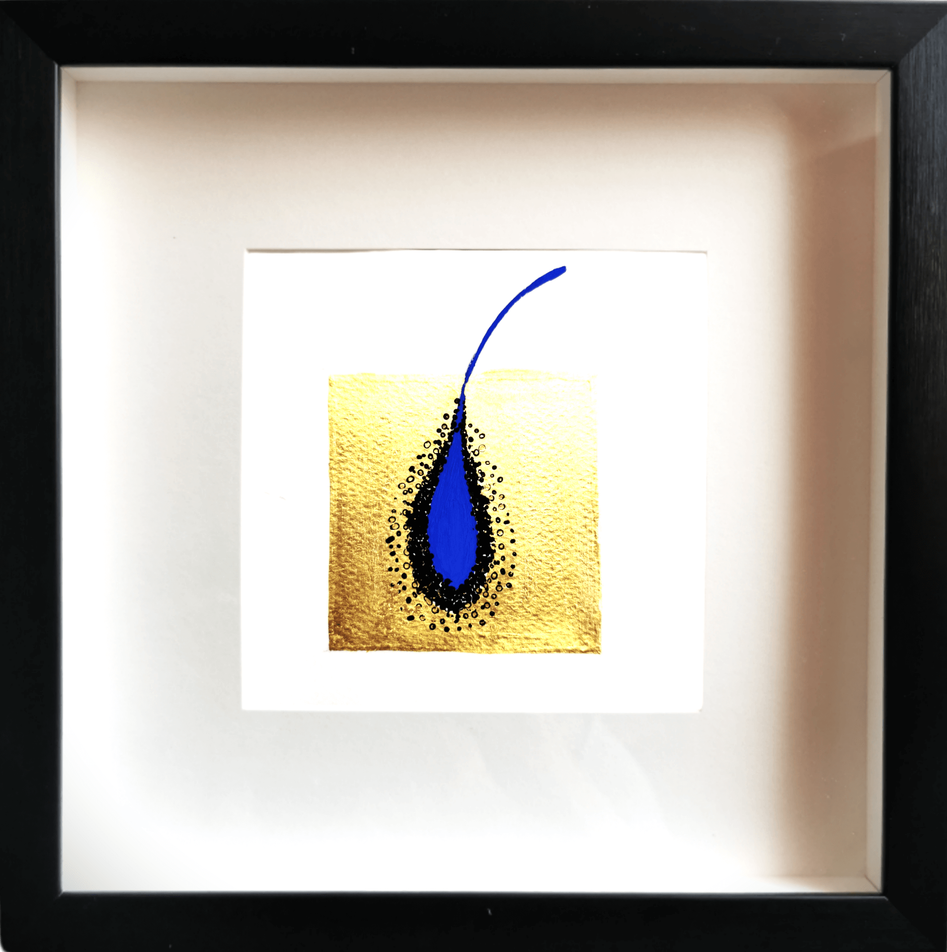 "True Lie" Gold abstract painting - framed artwork