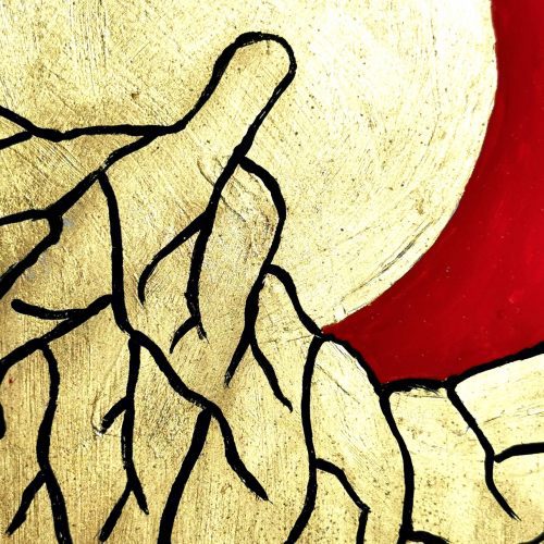 The Eye of Heaven Gold leaf abstract painting - detail artwork