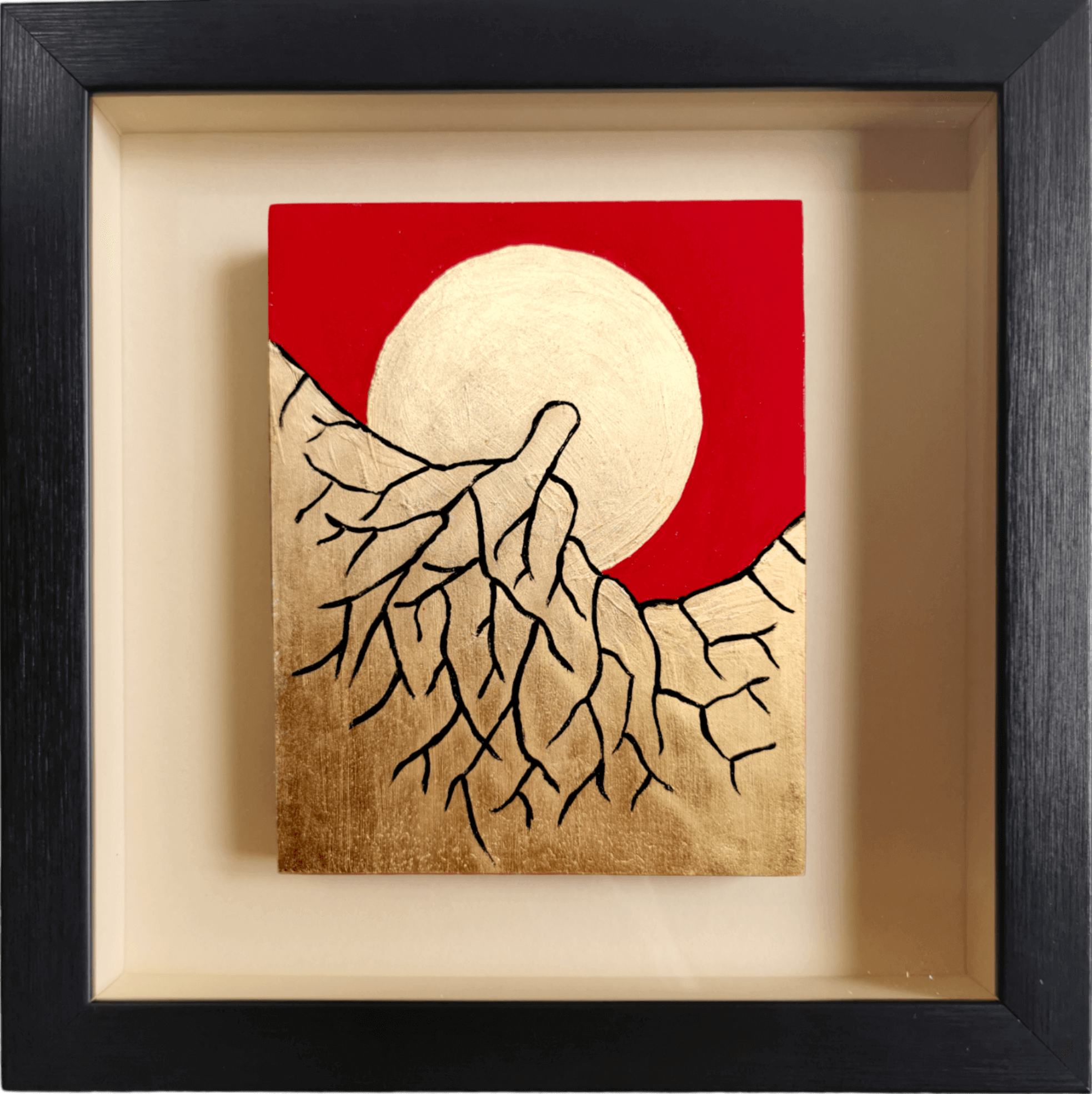 The Eye of Heaven Gold leaf abstract painting - framed artwork