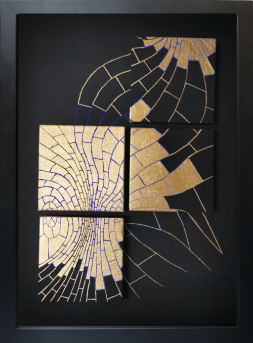 Abyss Gold leaf abstract painting - framed artwork