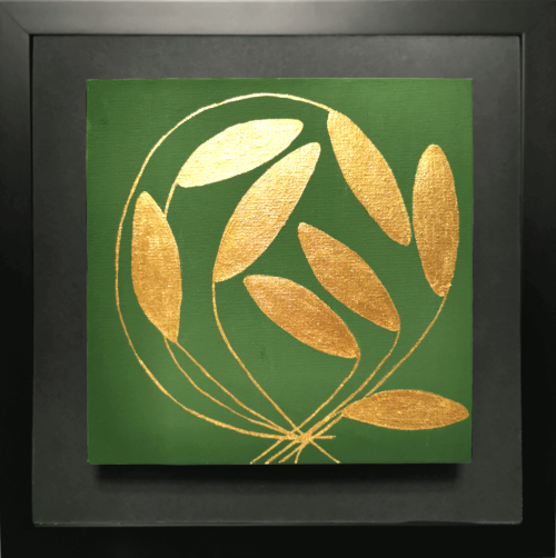 He/Him Gold leaf abstract painting - framed artwork