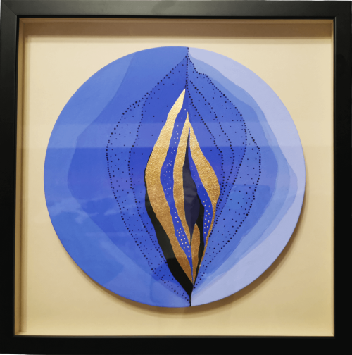 Heavenly Sprout Gold leaf abstract painting - framed artwork