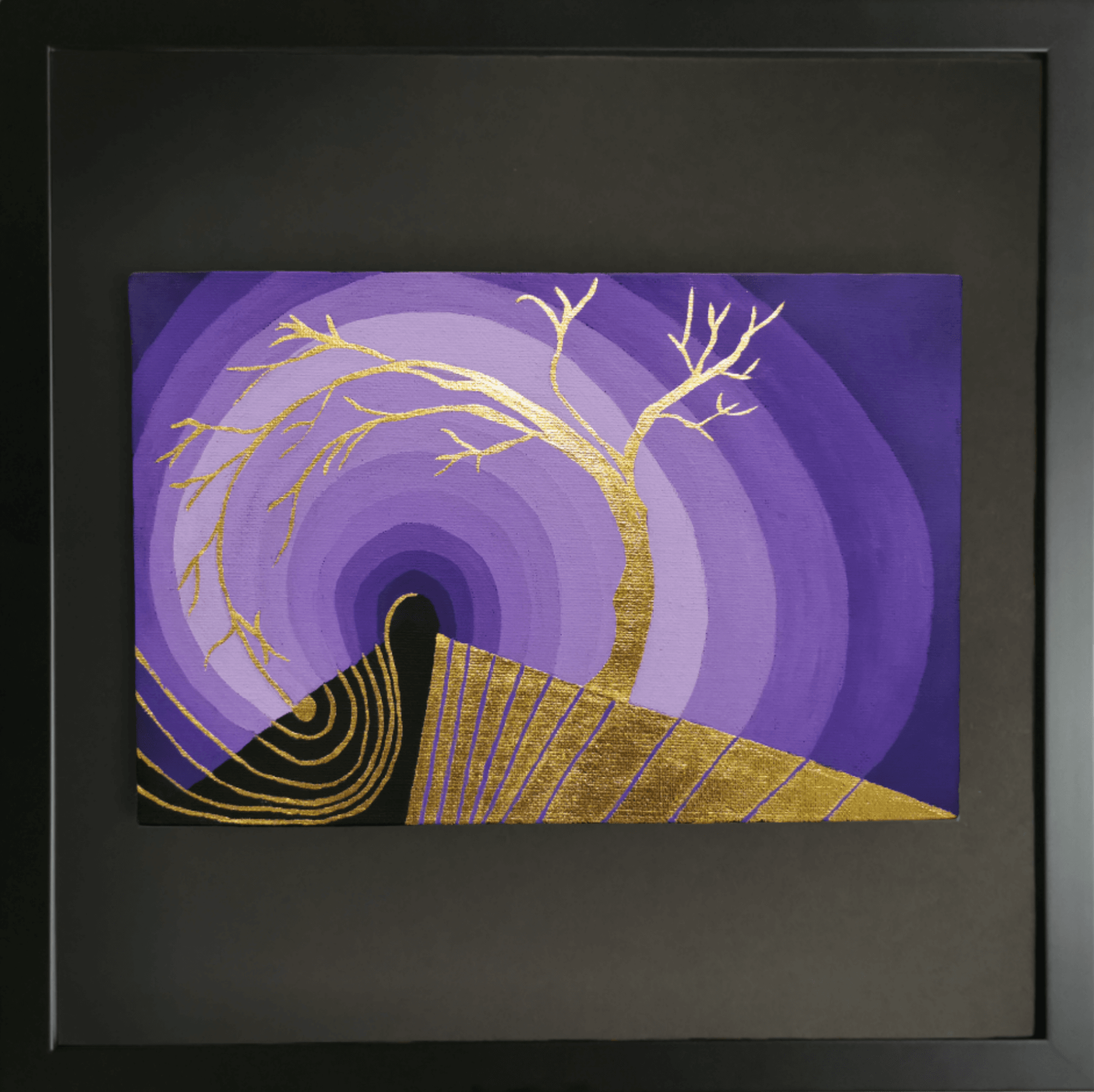 Nexus Gold leaf abstract painting - framed artwork