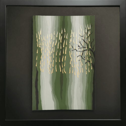 Sacred Rain Gold leaf abstract painting - framed artwork