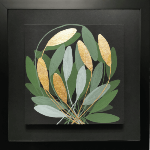 She/Her Gold leaf abstract painting - framed artwork