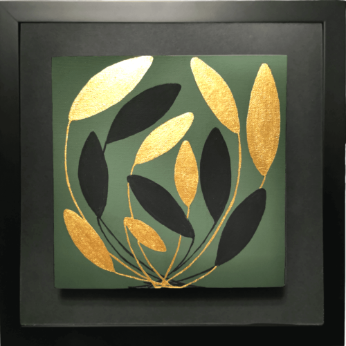 They/Them Gold leaf abstract painting - framed artwork