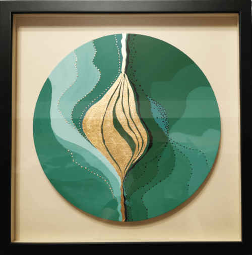 UNnested Gold leaf abstract painting - framed artwork