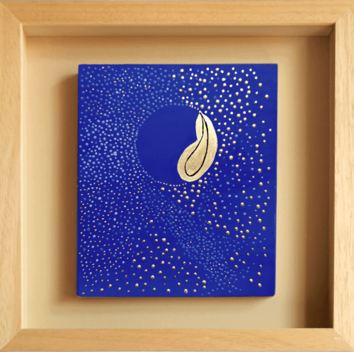 "Fleur du Ciel" Gold abstract painting - framed artwork