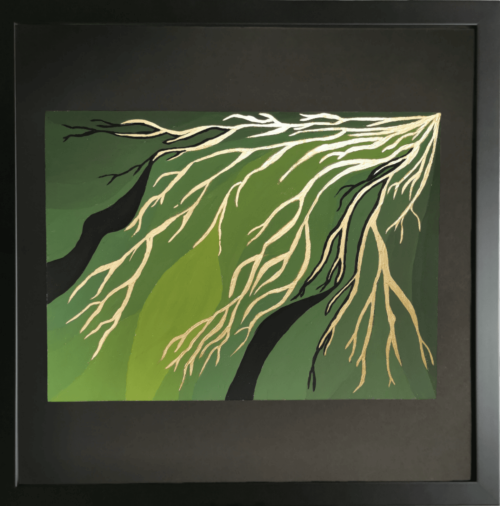 Paliggenesia Gold leaf abstract painting - framed artwork