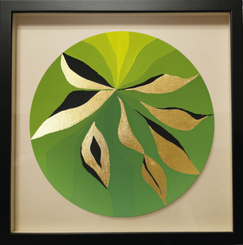 Sun Mob Gold leaf abstract painting - framed artwork