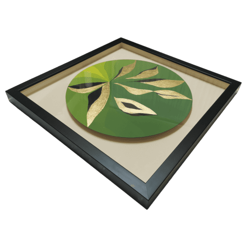 Sun Mob Gold leaf abstract painting - floating artwork