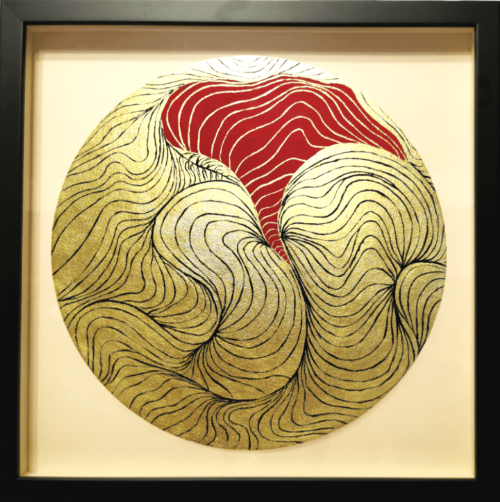 Chrysomallos - Gold leaf abstract painting - framed artwork