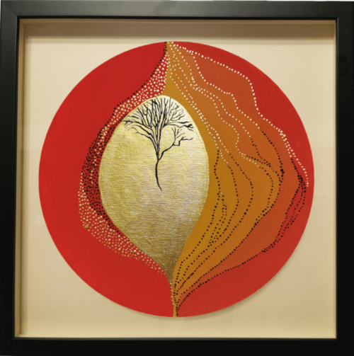 Flooded Garden - Gold leaf abstract painting - framed artwork