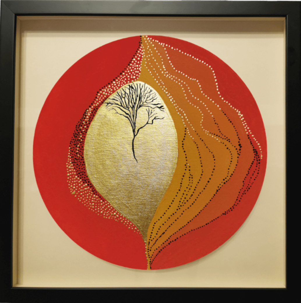 Flooded Garden - Gold leaf abstract painting - framed artwork