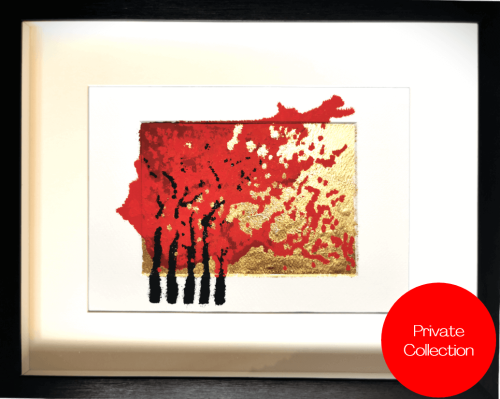 "Sunset Osakazuki" Gold abstract painting - Private Collection