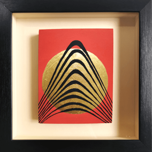 Mirror Eye Gold leaf abstract painting - framed artwork