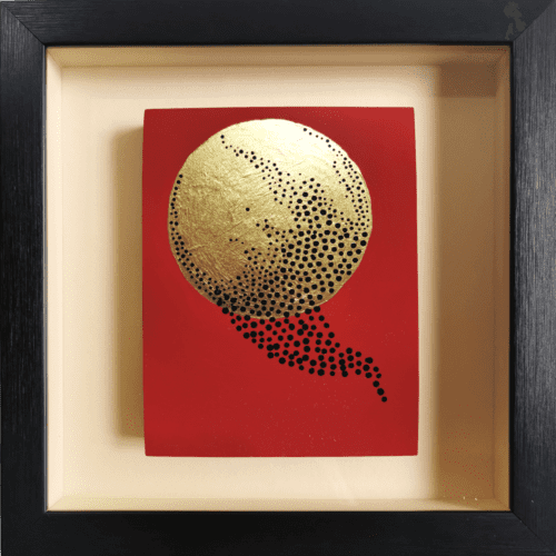 Shadows of Heaven Gold leaf abstract painting - framed artwork