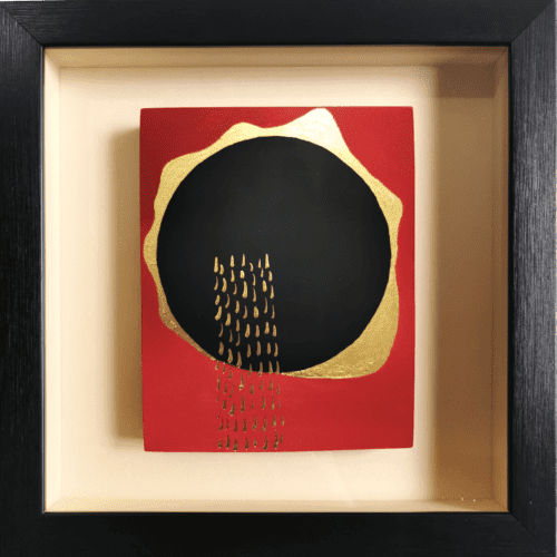 The Irony of Black Gold leaf abstract painting - framed artwork