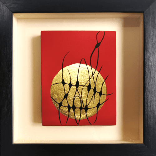 UNSilenced Echoes Gold leaf abstract painting - framed artwork