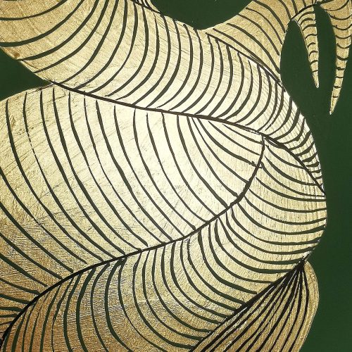 Solaris Gold leaf abstract painting - artwork detail