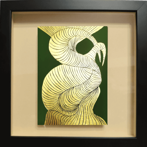 Solaris Gold leaf abstract painting - framed artwork