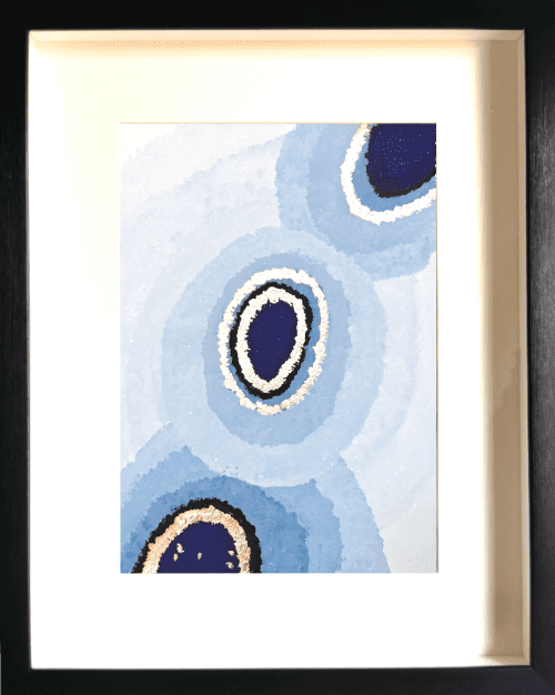 "Amity" Silver abstract painting - framed artwork