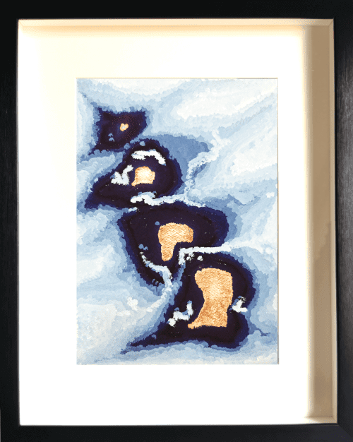 "Argentine Chain" Silver abstract painting - framed artwork