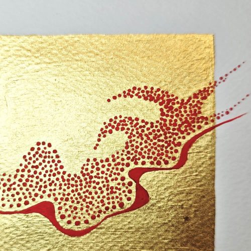 Ephemeral Gold leaf abstract painting - artwork detail