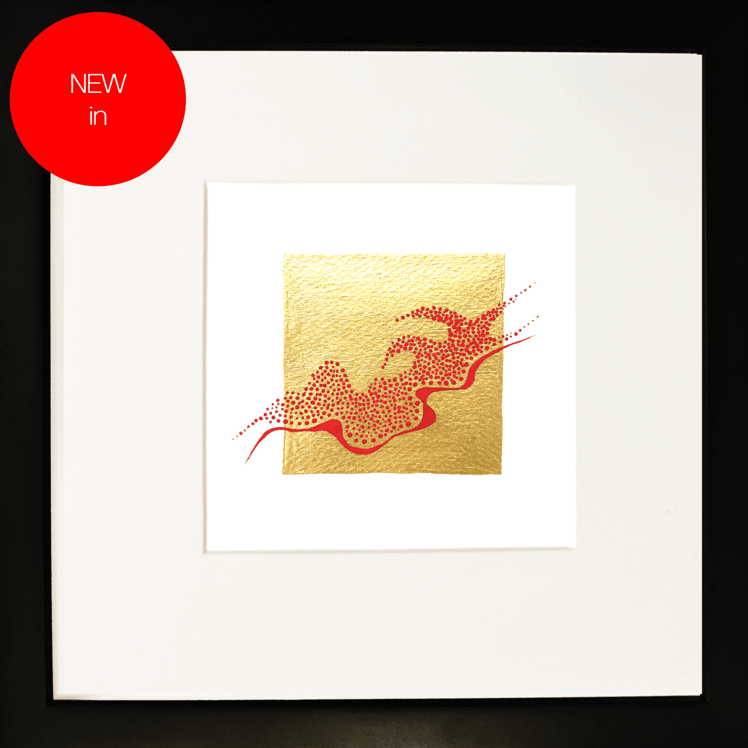 Ephemeral Gold leaf abstract painting - framed artwork - NEW In