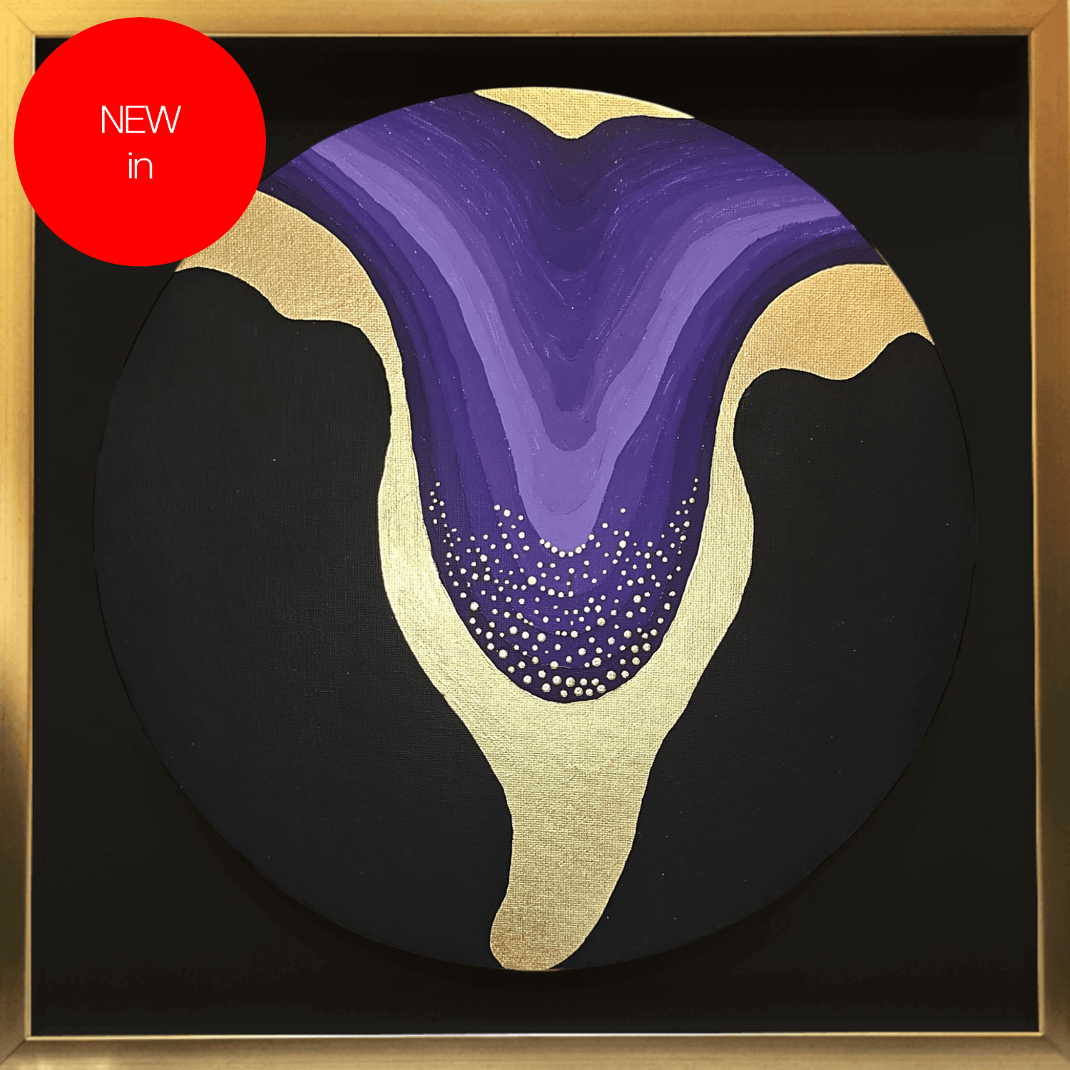 Melting Ego Gold leaf abstract painting - framed artwork - NEW In