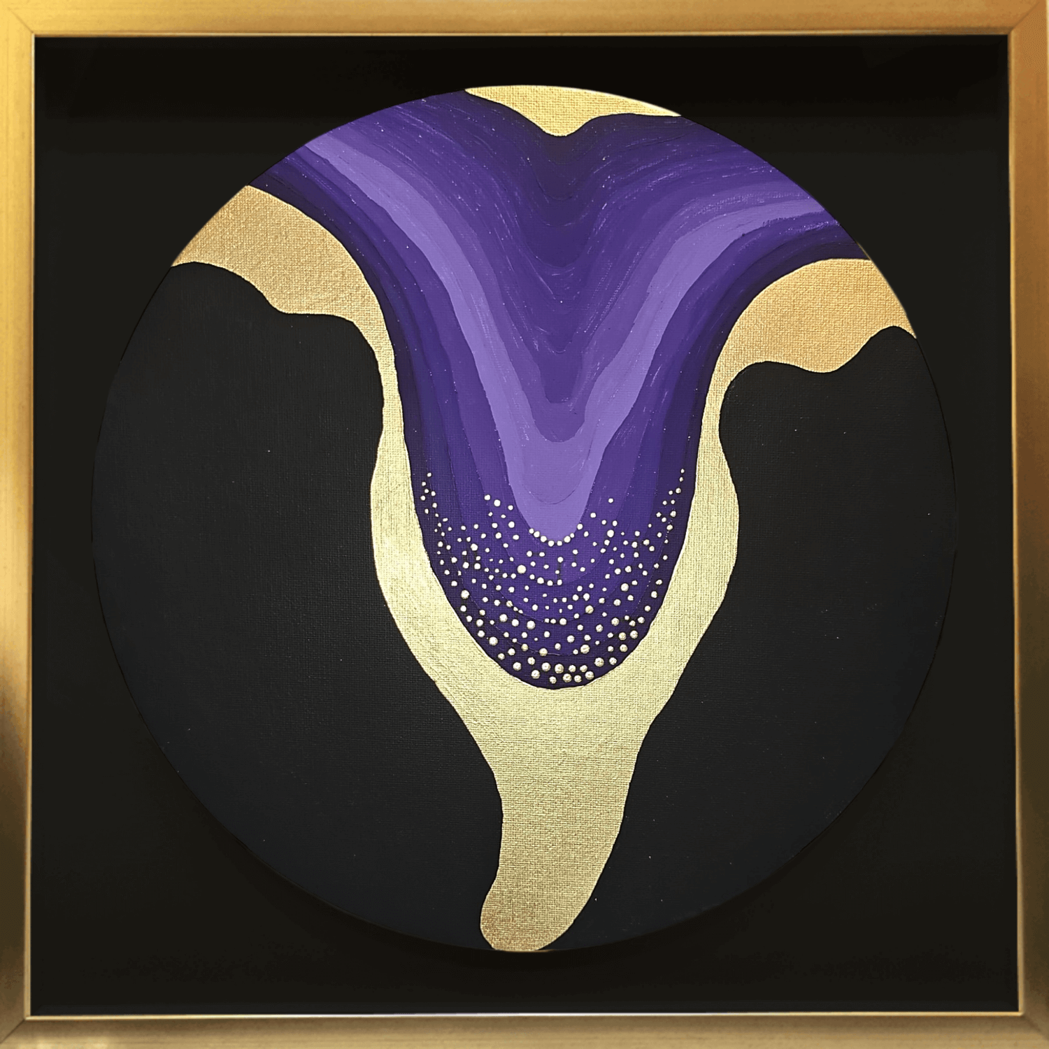 Melting Ego Gold leaf abstract painting - framed artwork