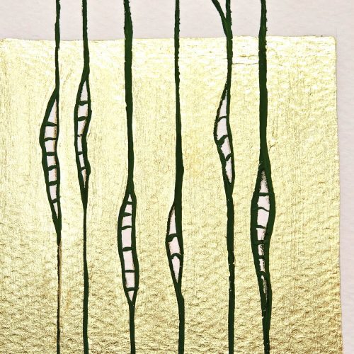 Mist Gold leaf abstract painting - artwork detail