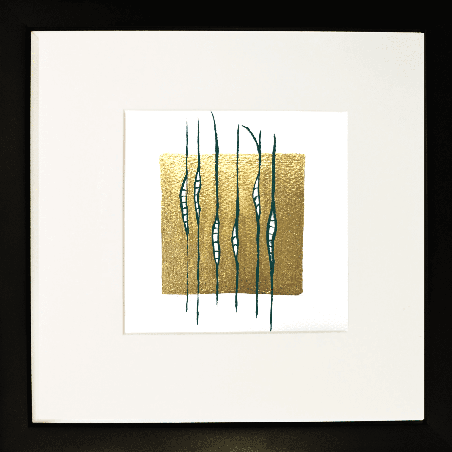 Mist Gold leaf abstract painting - framed artwork