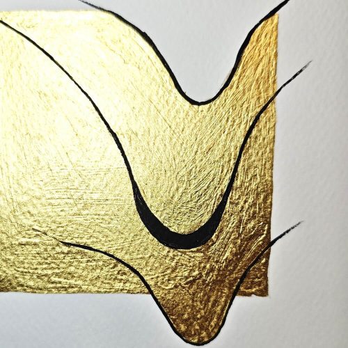 Murmur Gold leaf Abstract painting - artwork detail