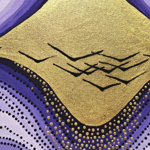 Pouring Mirror Gold leaf abstract painting - artwork detail