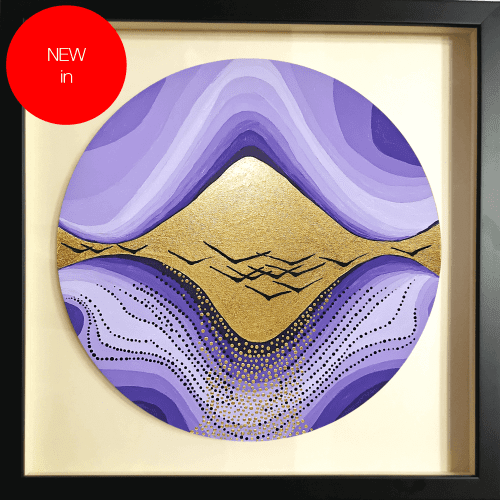 Pouring Mirror Gold leaf abstract painting - framed artwork - NEW In